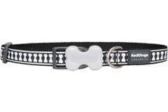 Red Dingo Reflektörlü Kemik Desenli Köpek Boyun Tasması Siyah 15 Mm