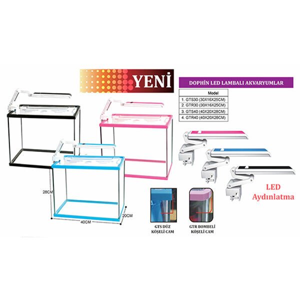 Dophin Bombeli Led Lambalı Akvaryum 40x20x28 Cm