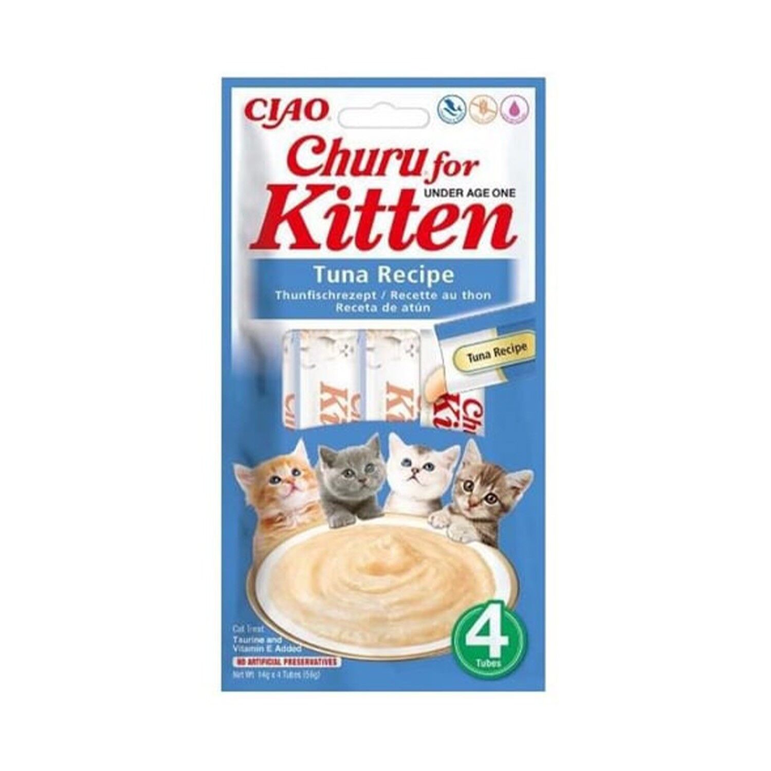Ciao Churu Yavru Kediler için Tuna Balıklı Krema Ödül Maması 4 X 14 Gr