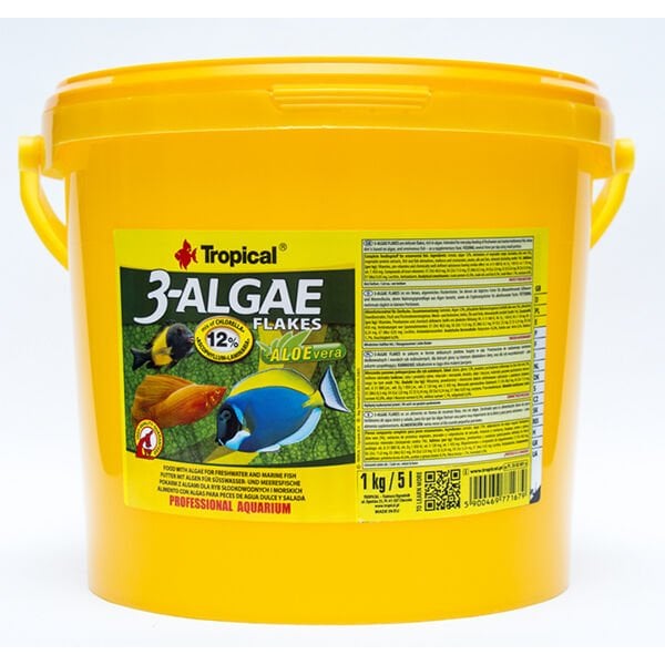 Tropical 3-Algae Flakes Tatlı ve Tuzlu Su Balıkları için Alg İçeren Balık Yemi 11 Lt 2 Kg