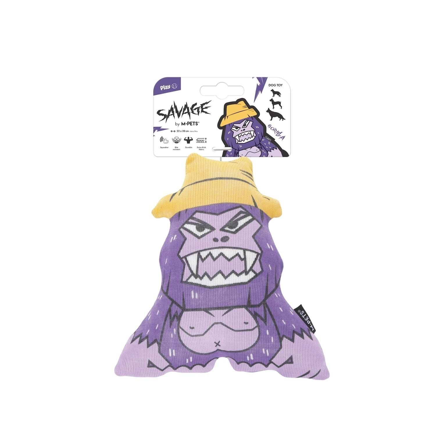 M-Pets Goril Köpek Oyuncağı 22x20 Cm Mor