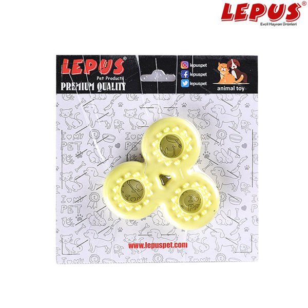 Lepus Ağız ve Diş Sağlığı İçin Stres Çarkı Köpek Oyuncağı Sarı 13x7h cm
