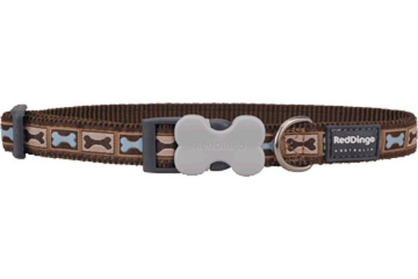 Red Dingo Bone Yard Desenli Köpek Boyun Tasması Kahverengi 15 Mm