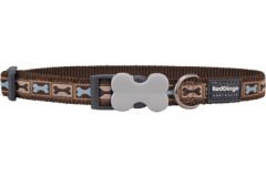 Red Dingo Bone Yard Desenli Köpek Boyun Tasması Kahverengi 15 Mm