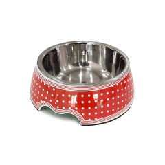 Pet Loves Melamin Kedi ve Köpek Mama ve Su Kabı Kırmızı Benekli Desenli 160 Ml 13x14x4.5 Cm