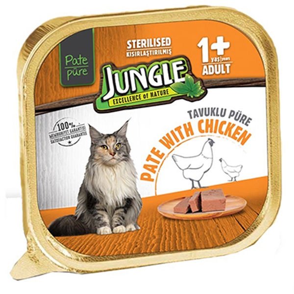 Jungle Tavuklu Pate Yetişkin Kısırlaştırılmış Konserve Kedi Maması 100 Gr