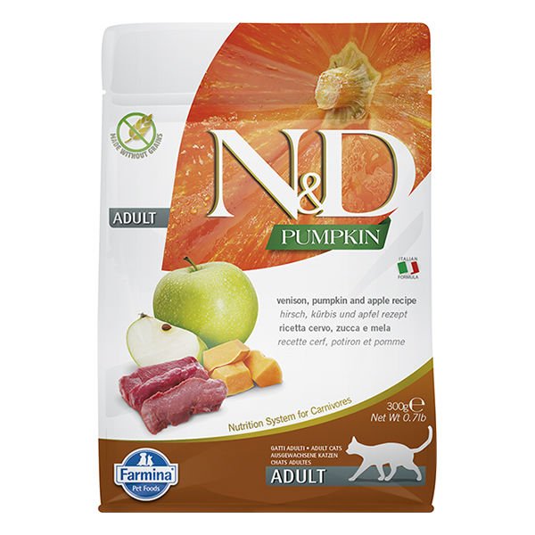 N&D Pumpkin Balkabaklı Geyik Etli ve Elmalı Yetişkin Kedi Maması 300 Gr