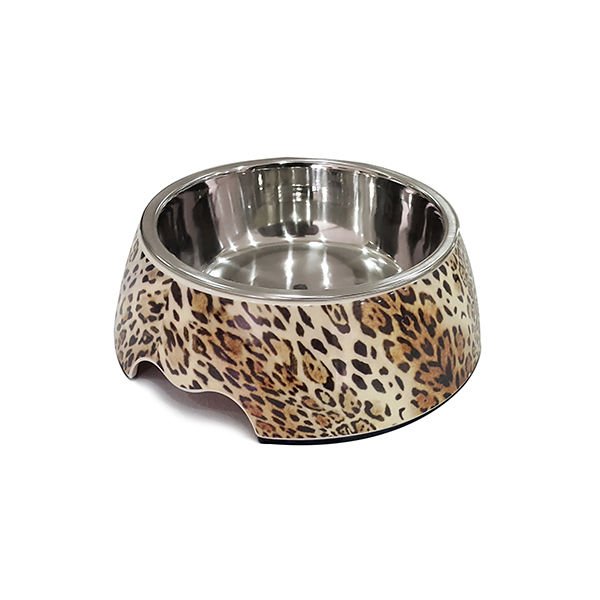 Pet Loves Melamin Kedi ve Köpek Mama ve Su Kabı Leopar Desenli 350 Ml 17.5x17x6 Cm