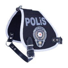 Doggie Görevli Köpek Polis Armalı Üniforma Köpek Göğüs Tasması Xlarge Siyah 2.5x70-80 Cm