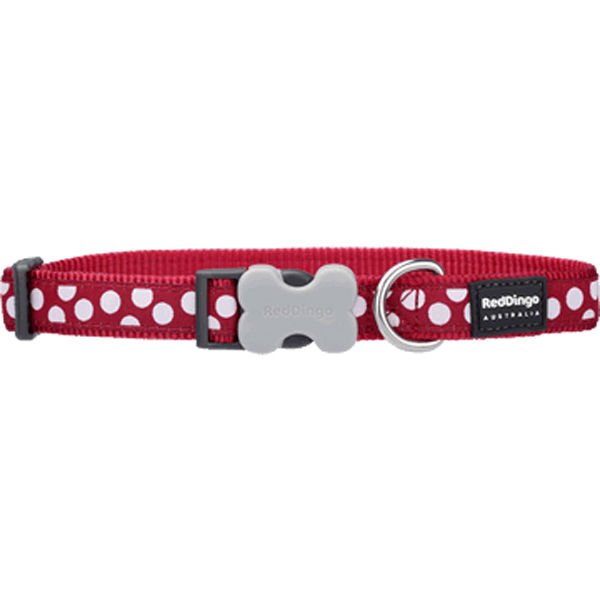 Red Dingo Kırmızı Beyaz Benekli Dev Uzun Köpek Boyun Tasması 40 Mm