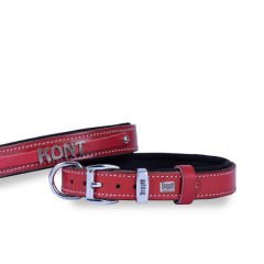 Doggie Konfor Deri İsimlikli Köpek Boyun Tasması Medium Kırmızı 2.5x37-45 Cm
