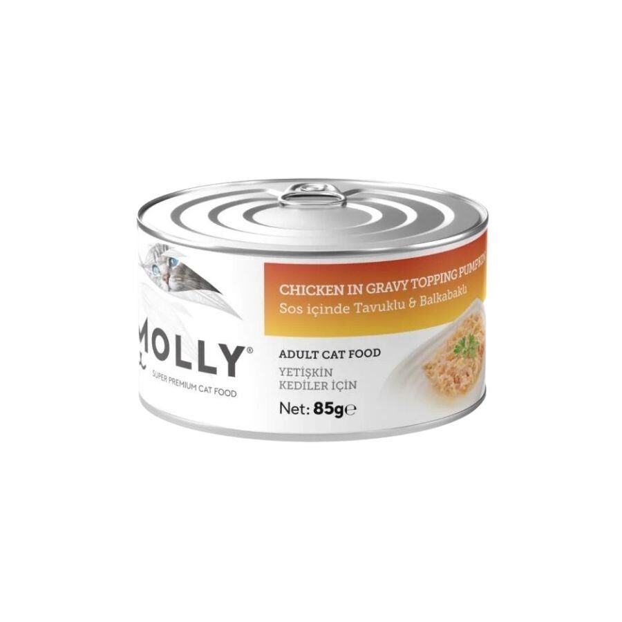 Molly Sos İçinde Tavuklu ve Balkabaklı Tahılsız Yetişkin Kedi Konservesi 85 gr