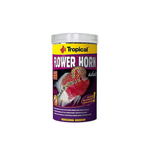 Tropical Flower Horn Adult Çiçek Boynuzlu ve Diğer Cichlid için Renklendirici Pellet Balık Yemi 1000 Ml 380 Gr