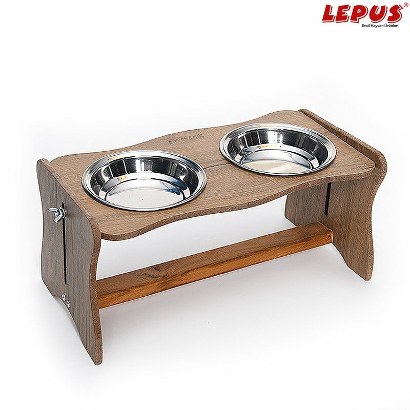 Lepus Retro Ayarlı Köpek Mama ve Su Kabı 19x38x18 Cm