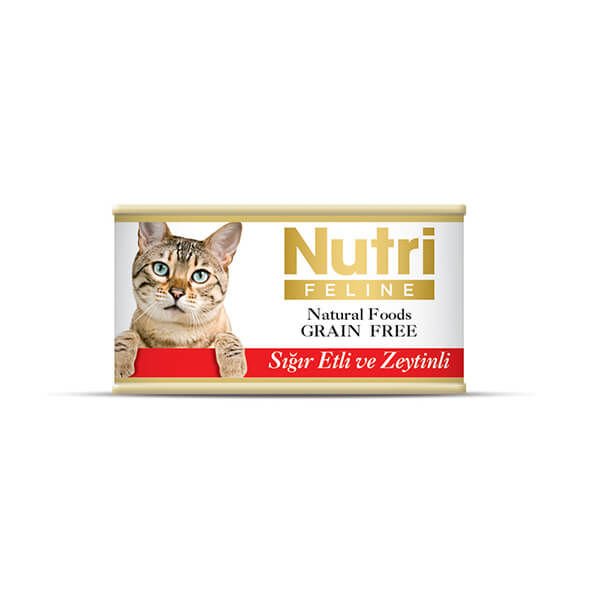 Nutri Feline Sığır Etli Zeytinli Tahılsız Konserve Kedi Maması 85 Gr