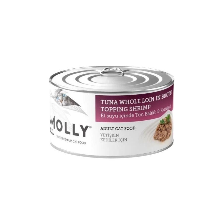 Molly Et Suyu İçinde Ton Balıklı ve Karidesli Tahılsız Yetişkin Kedi Konservesi 85 gr