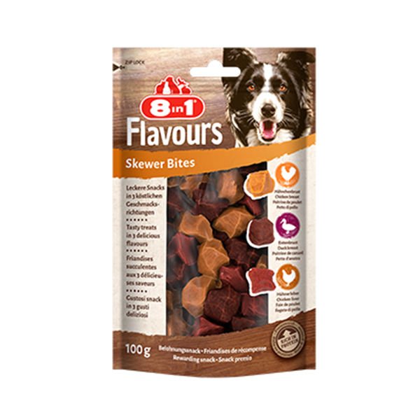 8in1 Flavours Skewer Bites Kuşbaşı Dilimli Çiğneme Köpek Ödül Maması 100 Gr
