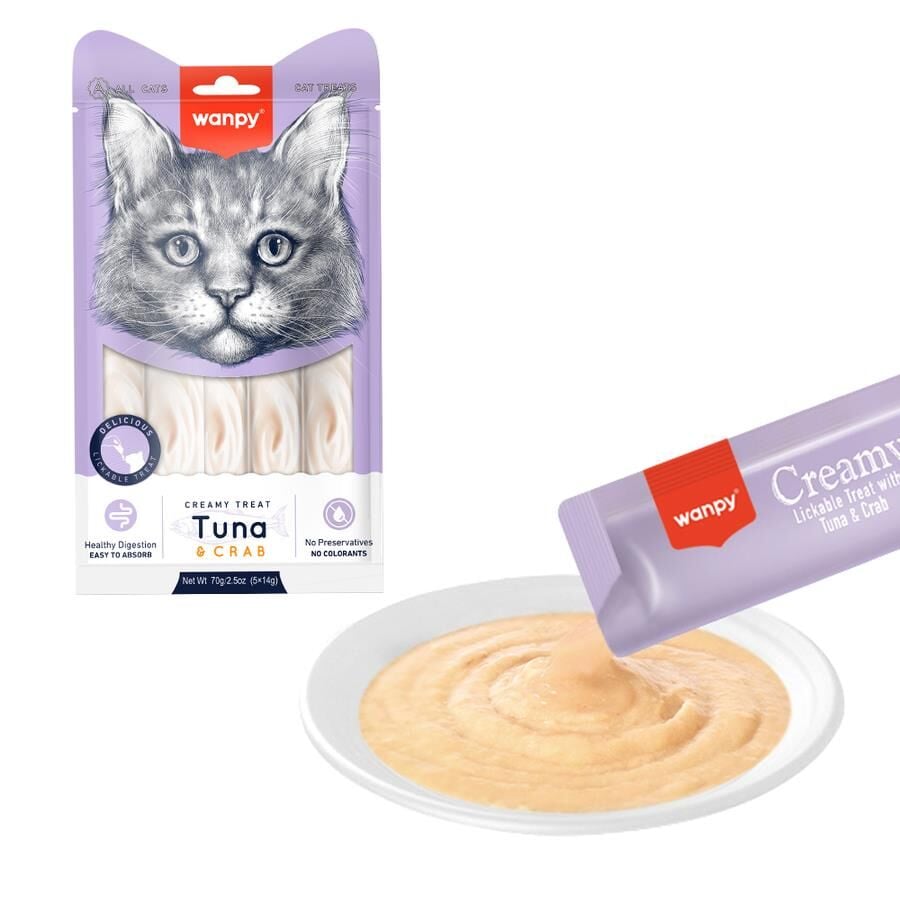Wanpy Ton Balıklı ve Yengeçli Sıvı Krema Kedi Ödülü 5x14gr