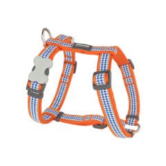Red Dingo Fang It Desenli Köpek Göğüs Tasması Turuncu 25 Mm