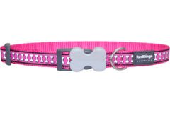 Red Dingo Reflektörlü Kemik Desenli Köpek Boyun Tasması Pembe 12 Mm