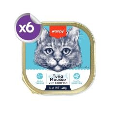 Wanpy Alutray Pouch Ton Balıklı ve Morina Balıklı Pate Yetişkin Kedi Konservesi 6x40 gr