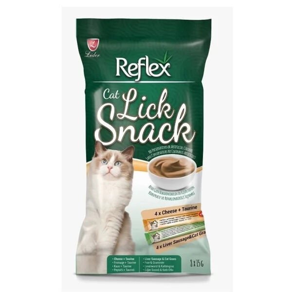 Reflex Lick Snack Peynir Ciğerli Sıvı Kedi Ödül Maması 1 Adet 8x15 Gr