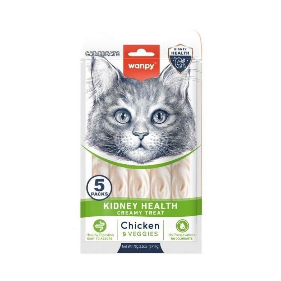 Wanpy Kidney Health Tavuklu ve Sebzeli Sıvı Krema Kedi Ödülü 5x14 Gr