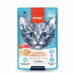 Wanpy Stew Gravy Pocuh Ton Balıklı ve Somonlu Yavru Yaş Kedi Maması 70 gr