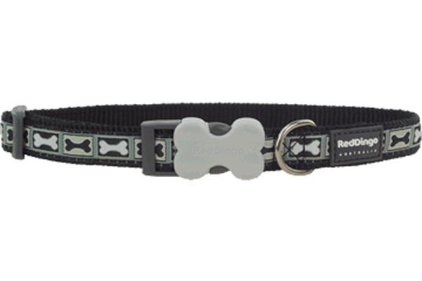 Red Dingo Bone Yard Desenli Köpek Boyun Tasması Siyah 12 Mm