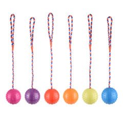 Flamingo Renkli İpli Kauçuk Top Köpek Oyuncağı 7 Cm