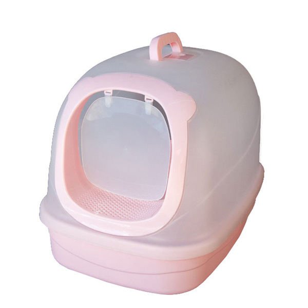 Qh Pet Cage Pet Zone Filtreli Kapalı Kedi Tuvalet Kabı Pembe Large