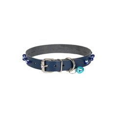 Cattie Boncuklu Deri Küçük Irk Köpek ve Kedi Boyun Tasması Xxlarge Royal Mavi 1.5x29-33 Cm