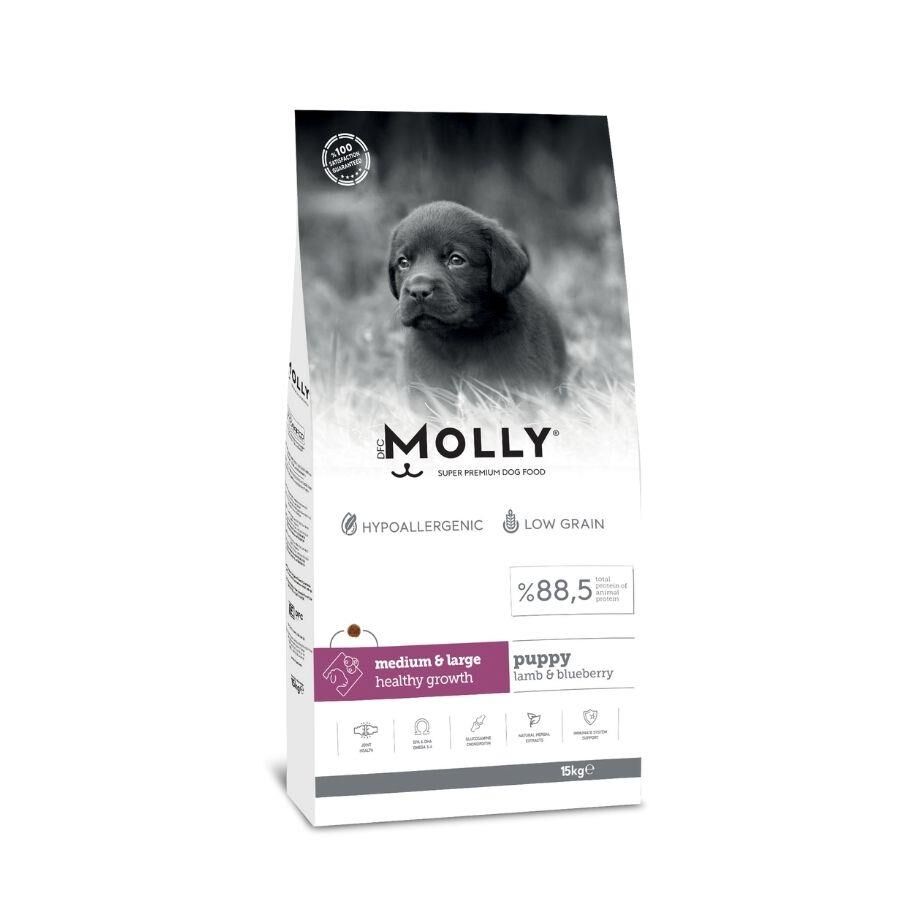 Molly Düşük Tahıllı Hypoallergenic Kuzulu ve Yaban Mersinli Orta ve Büyük Irk Yavru Köpek Maması 15 Kg
