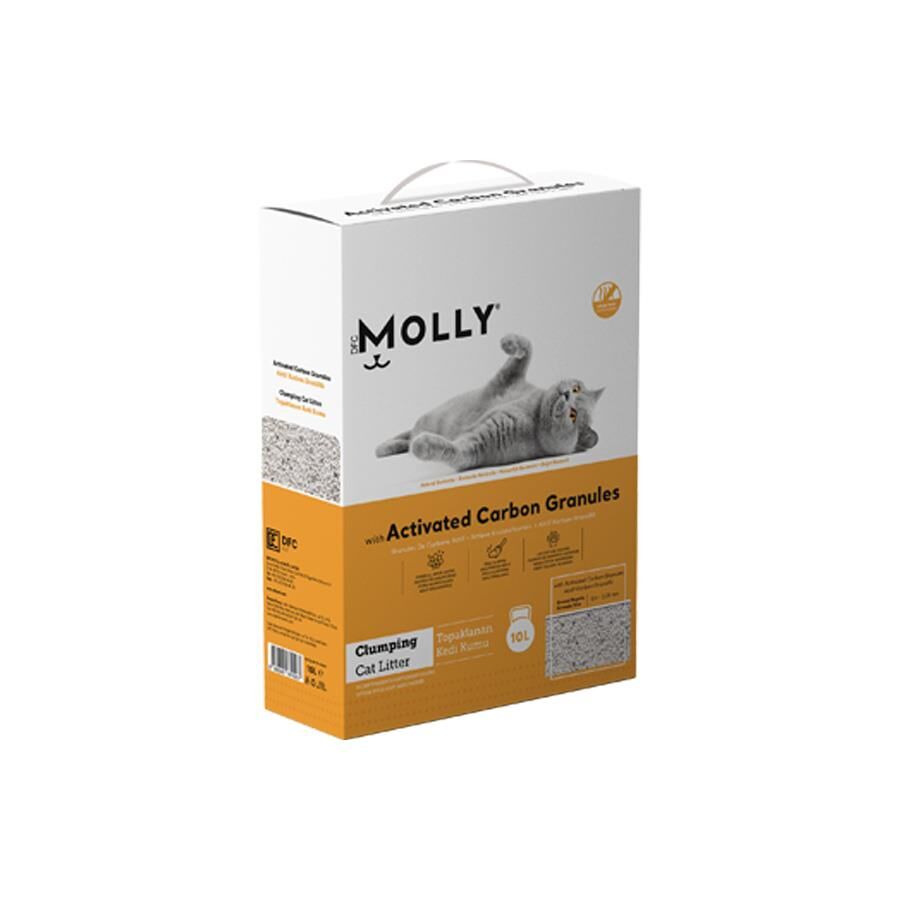 Molly Aktif Karbon Granüllü Topaklanan Bentonit Kedi Kumu 10 Lt