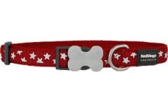 Red Dingo Kırmızı Üzerine Beyaz Yıldızlı Köpek Boyun Tasması 12mm