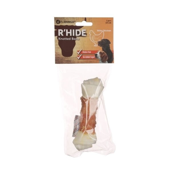 Flamingo Tavuk Etli Sargılı Düğüm Köpek Kemik Ödülü 1 Adet 15 Cm