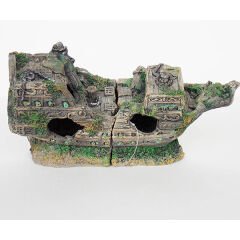 Dophin King Akvaryum Dekoru Yosunlu Kırık Gemi 21x6.5x12