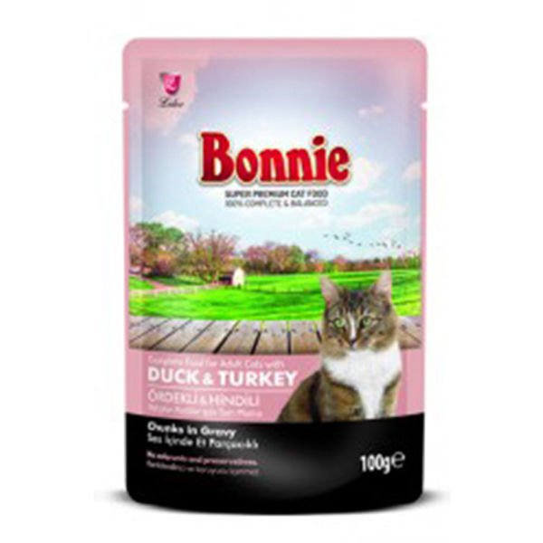 Bonnie Ördek ve Hindili Pouch Yetişkin Konserve Kedi Maması 100 Gr