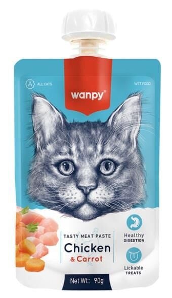 Wanpy Taze Tavuklu ve Havuçlu  Kedi Et Ezmesi 90 gr
