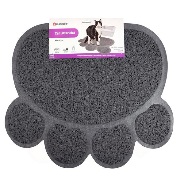 Flamingo Pati Şekilli Kedi Kumu Paspası Gri 60x45 Cm