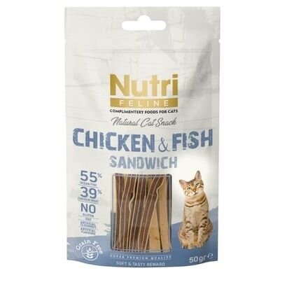 Nutri Feline Tahılsız Tavuklu ve Balıklı Sandviç Kedi Ödülü 50 gr