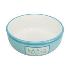 Trixie Balık ve Kedi Desenli Seramik Kedi Mama ve Su Kabı Yeşil 0.35 Lt 12.5 Cm