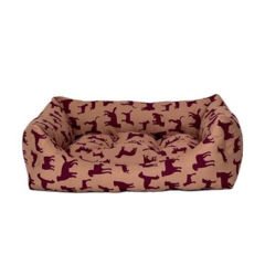 Pet Comfort Uniform Kedi ve Köpek Yatağı Bej/Bordo Small 50x60 Cm
