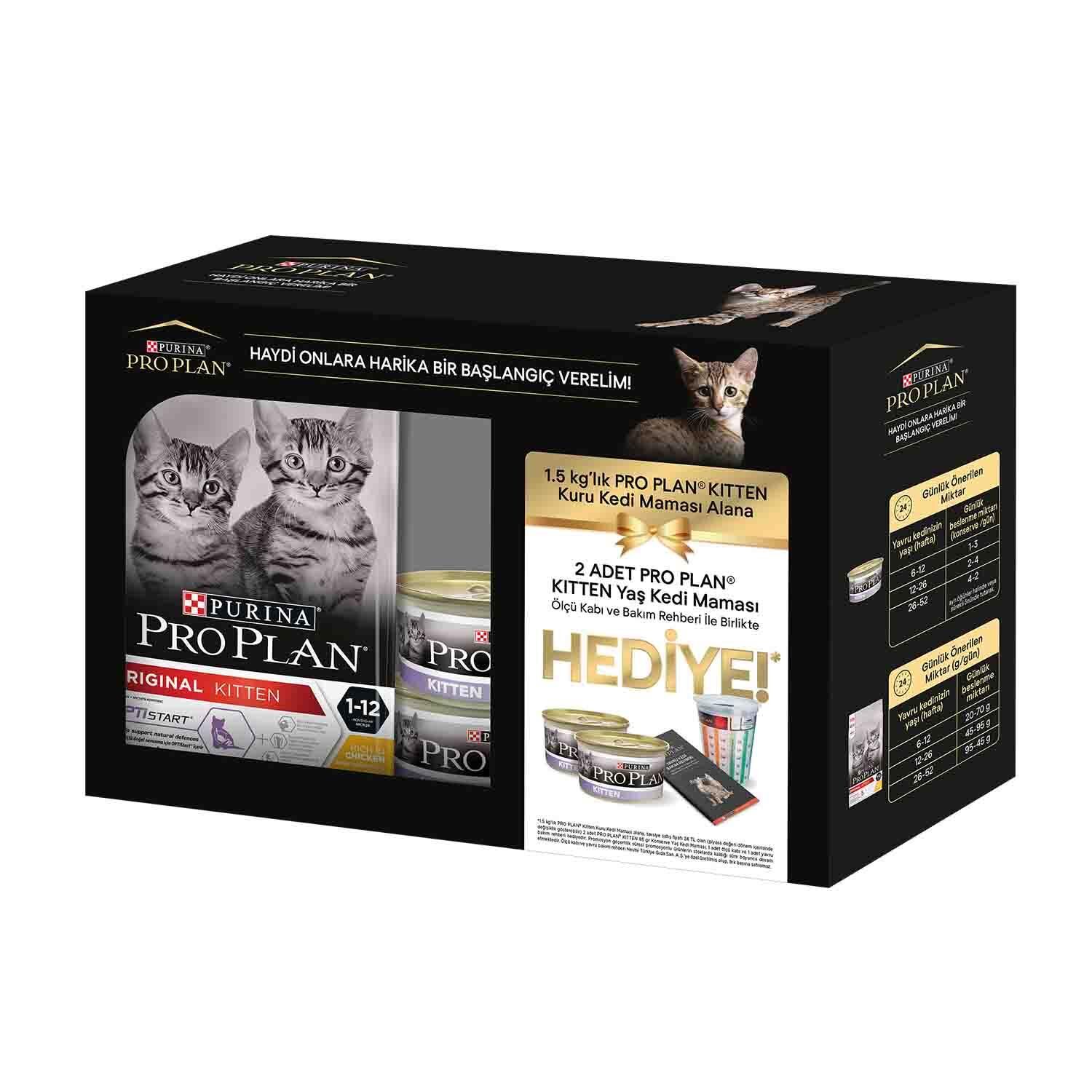 Pro Plan Tavuklu Pirinçli Yavru Kedi Maması 1,5 kg + 2 Adet Kitten Konserve Hediyeli