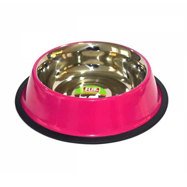 Flip Mat Pembe Çelik Mama Kabı 8 Oz