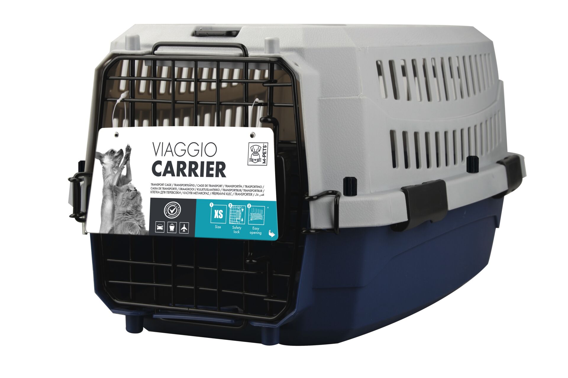 M-Pets Viaggio Carrier Lata Kedi ve Küçük Irk Köpek Taşıma Çantası 48.3x32x25.4 Cm Gri/Lacivert Xsmall