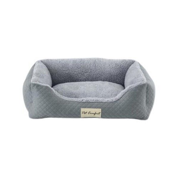 Pet Comfort Bravo Duo Mirinda Peluş Kedi ve Köpek Yatağı Açık Gri/Gri Small 55x45 Cm