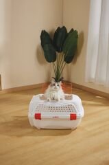 M-Pets Eco Giro Carrier Kedi ve Küçük Irk Köpek Taşıma Çantası 51.6x32.7x29.6 Cm Beyaz/Turuncu Small