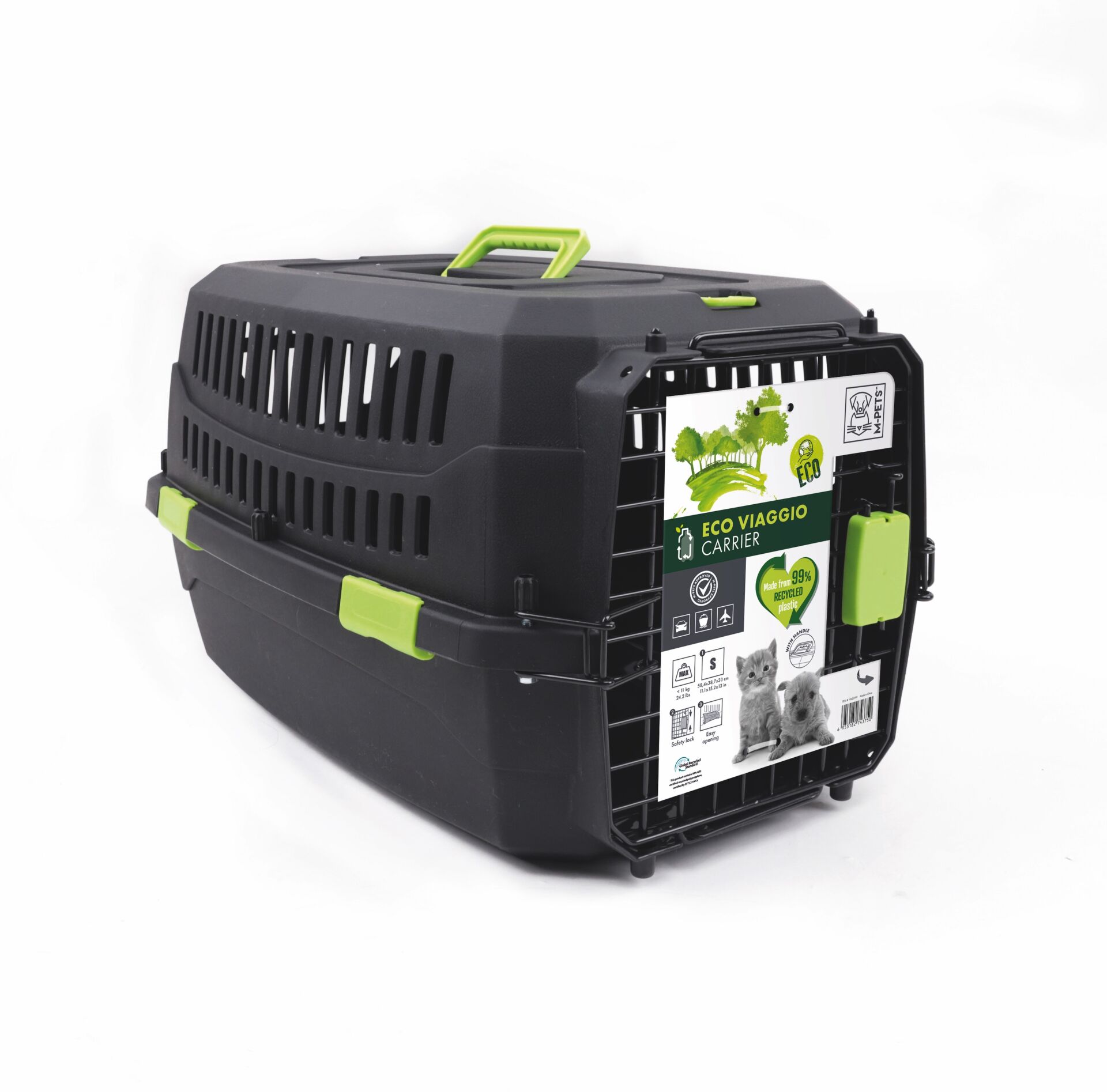 M-Pets Eco Viaggio Carrier Lata Kedi ve Küçük Irk Köpek Taşıma Çantası 58.4x38.7x33 Cm Siyah Small