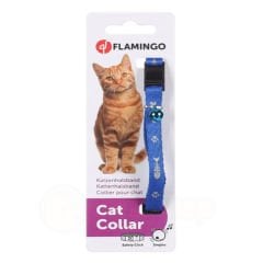 Flamingo Balık Desenli Kedi Boyun Tasması Mavi 30 Cm